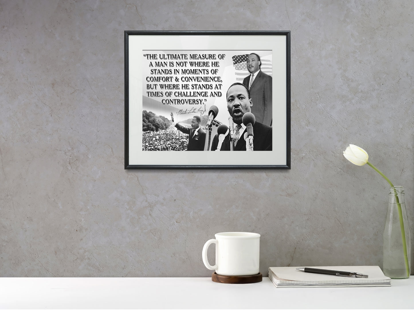 16x20 Framed Martin Luther King Quote - The Measure of a Man - vintageframedprints.com