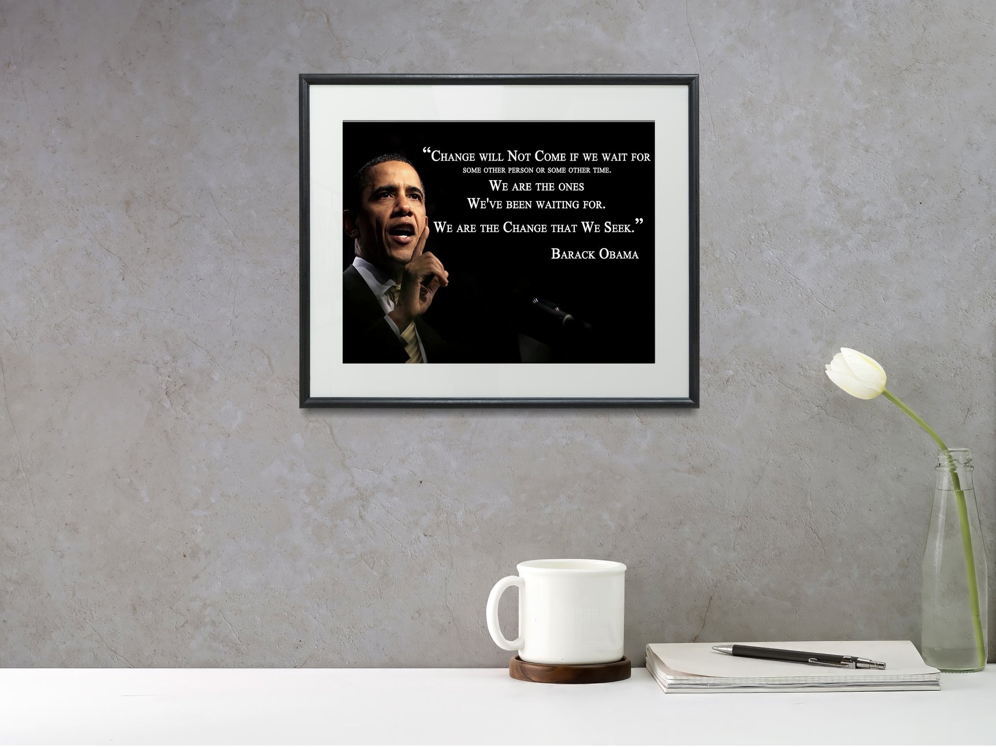 16x20 Framed Obama Quote - Change - vintageframedprints.com