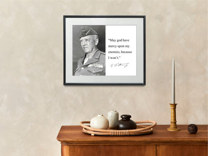 16x20 Framed George Patton Quote - Mercy on My Enemies - vintageframedprints.com