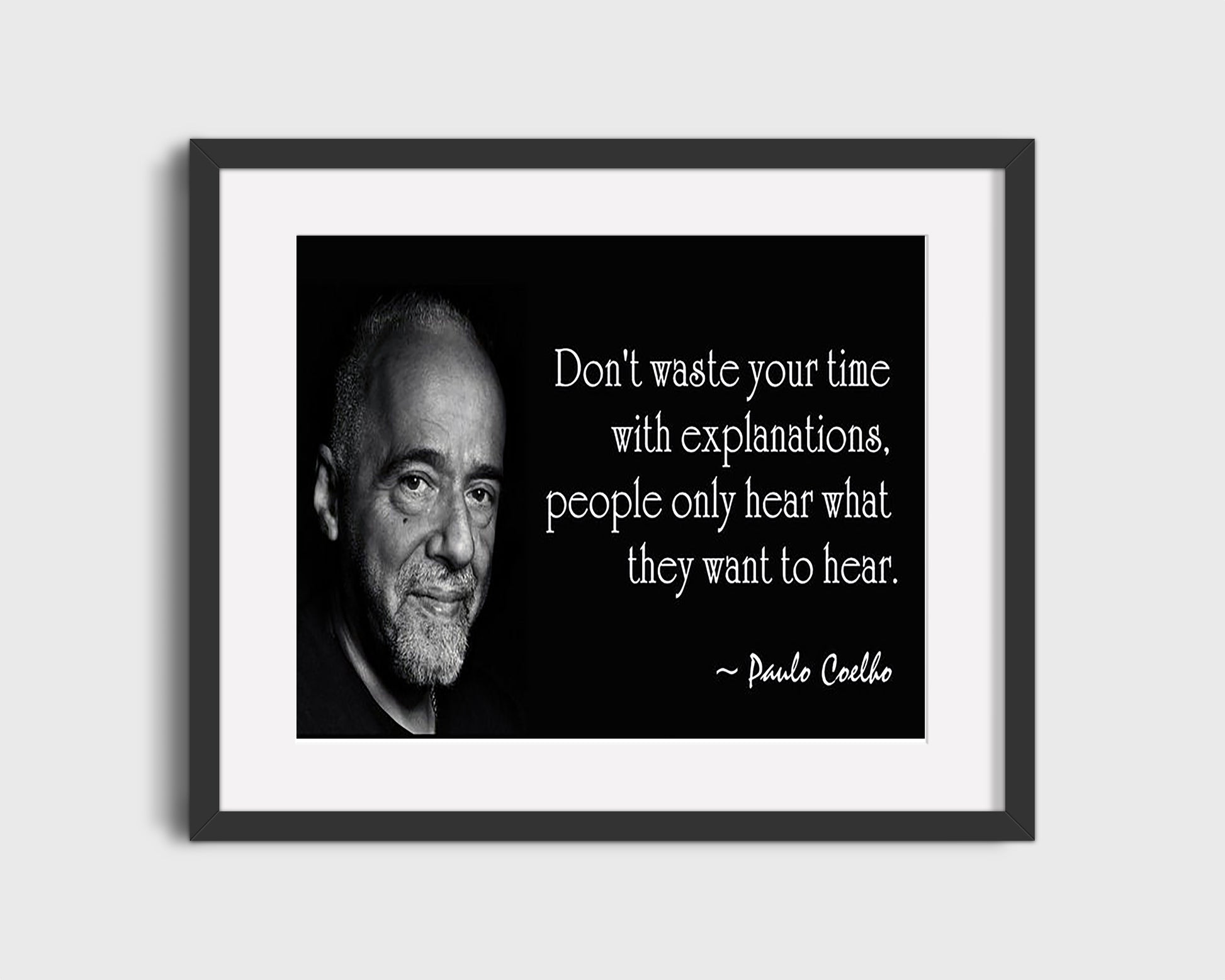 16x20 Framed Paulo Coelbo Quote - Don't Waste Time - vintageframedprints.com