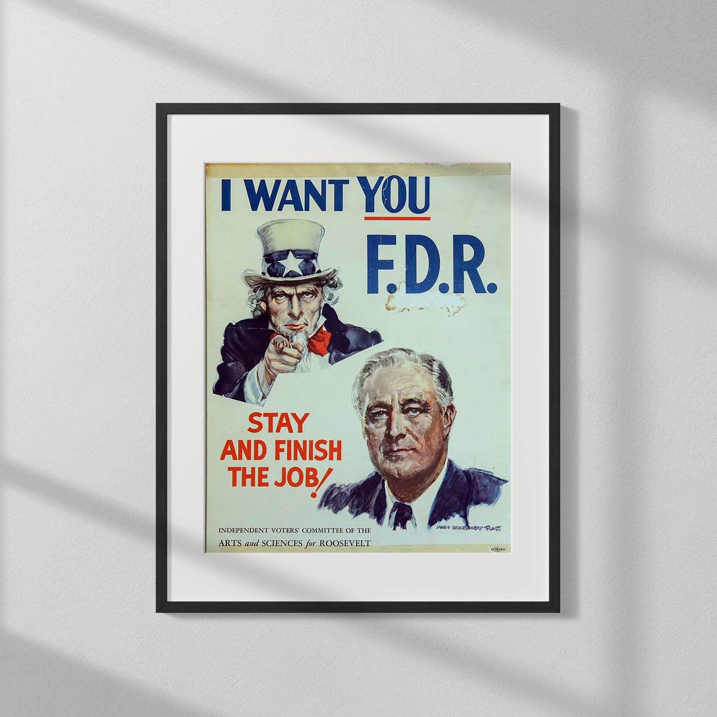 Political Print: I Want YOU FDR - 1944 Election - vintageframedprints.com