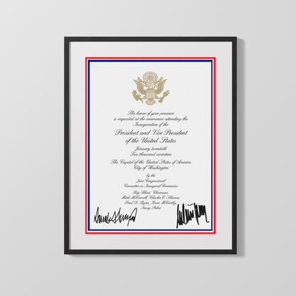 History Poster Print: Presidential Inaugural Invite Autograph Promo Print - Donald and Milenia Trump - vintageframedprints.com