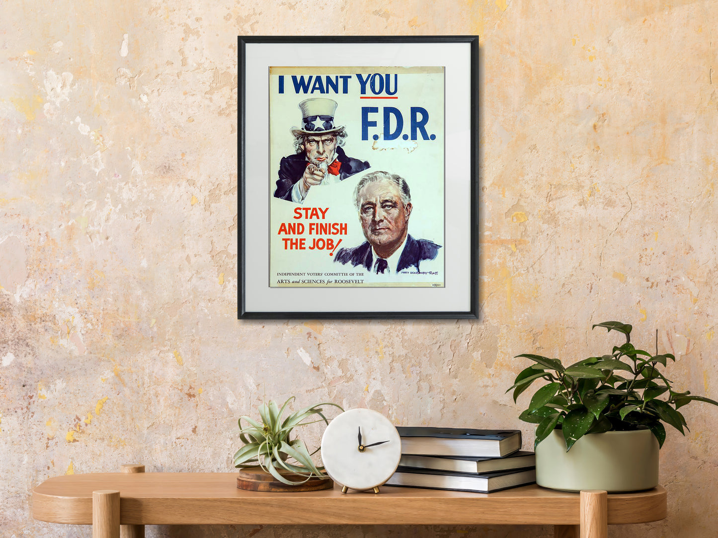 Political Print: I Want YOU FDR - 1944 Election - vintageframedprints.com