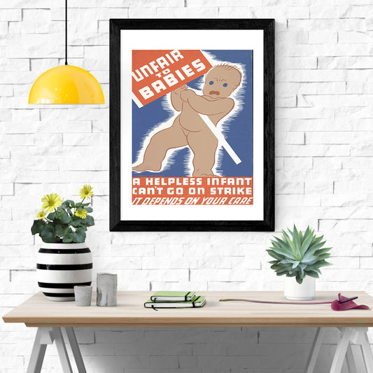 Health & Safety Print:  Unfair to Babies - vintageframedprints.com