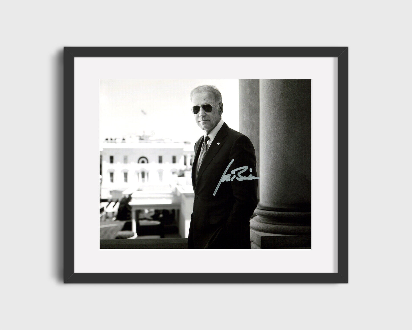 16x20 Framed President Joe Biden - B&W and Shades - Autograph Replica Print - vintageframedprints.com