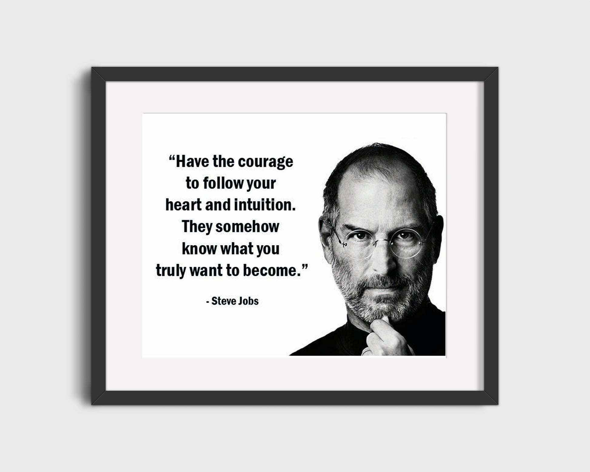 16x20 Framed Steve Jobs Quote - Follow Your Heart - vintageframedprints.com