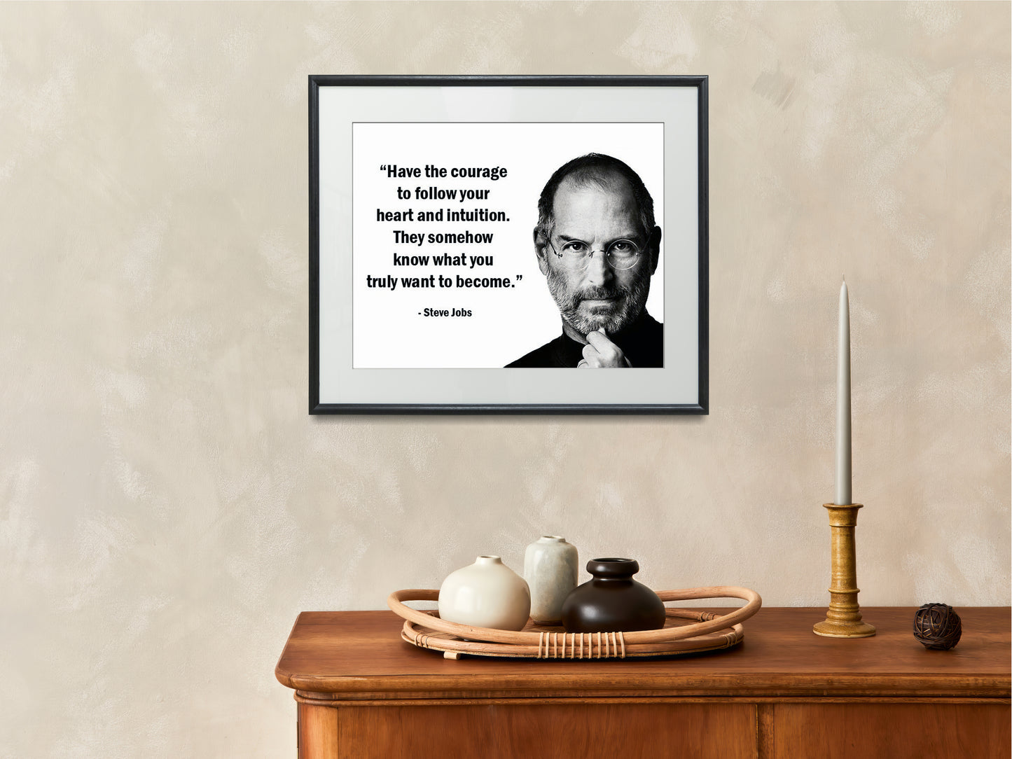 16x20 Framed Steve Jobs Quote - Follow Your Heart - vintageframedprints.com