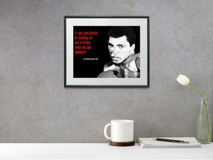 16x20 Framed Ali Quote - If You Even Dream of Beating Me...Apologize - vintageframedprints.com