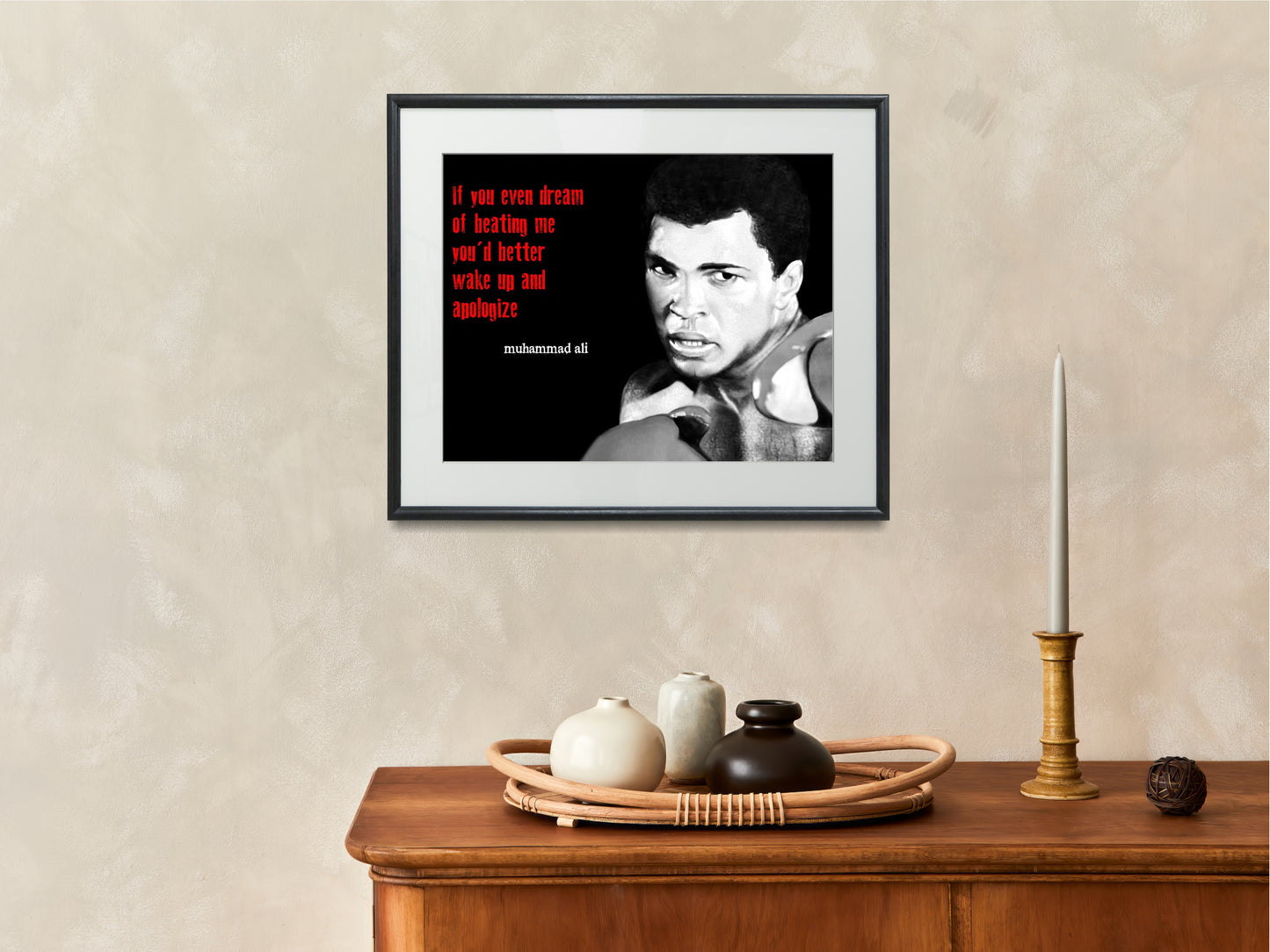 16x20 Framed Ali Quote - If You Even Dream of Beating Me...Apologize - vintageframedprints.com