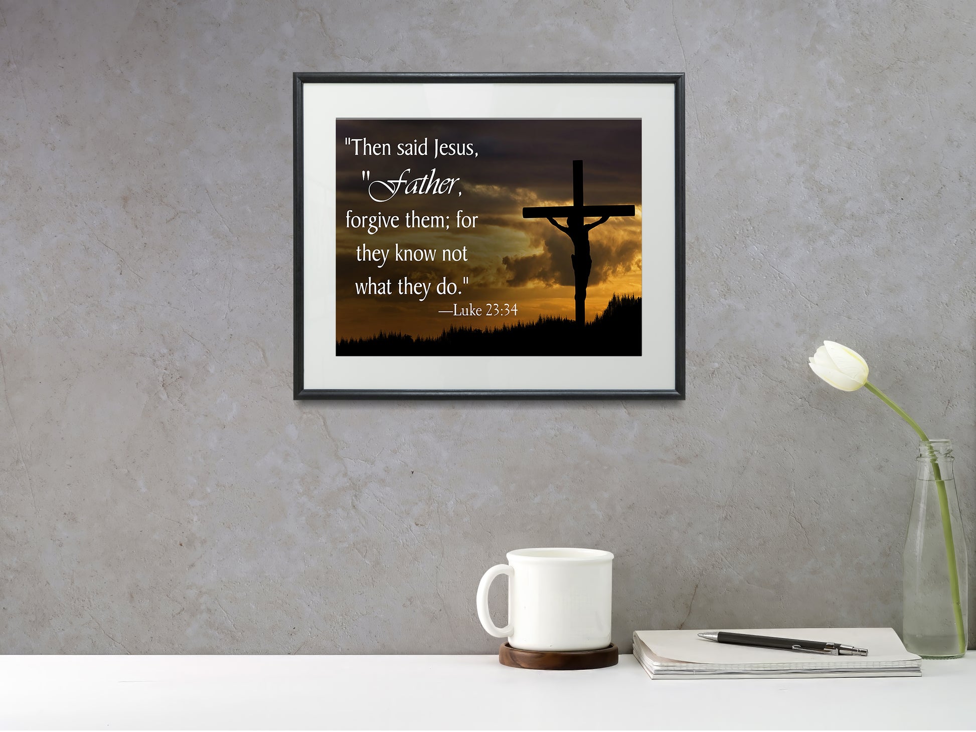 16x20 Framed Luke 23:34 Quote - Forgive Them - vintageframedprints.com