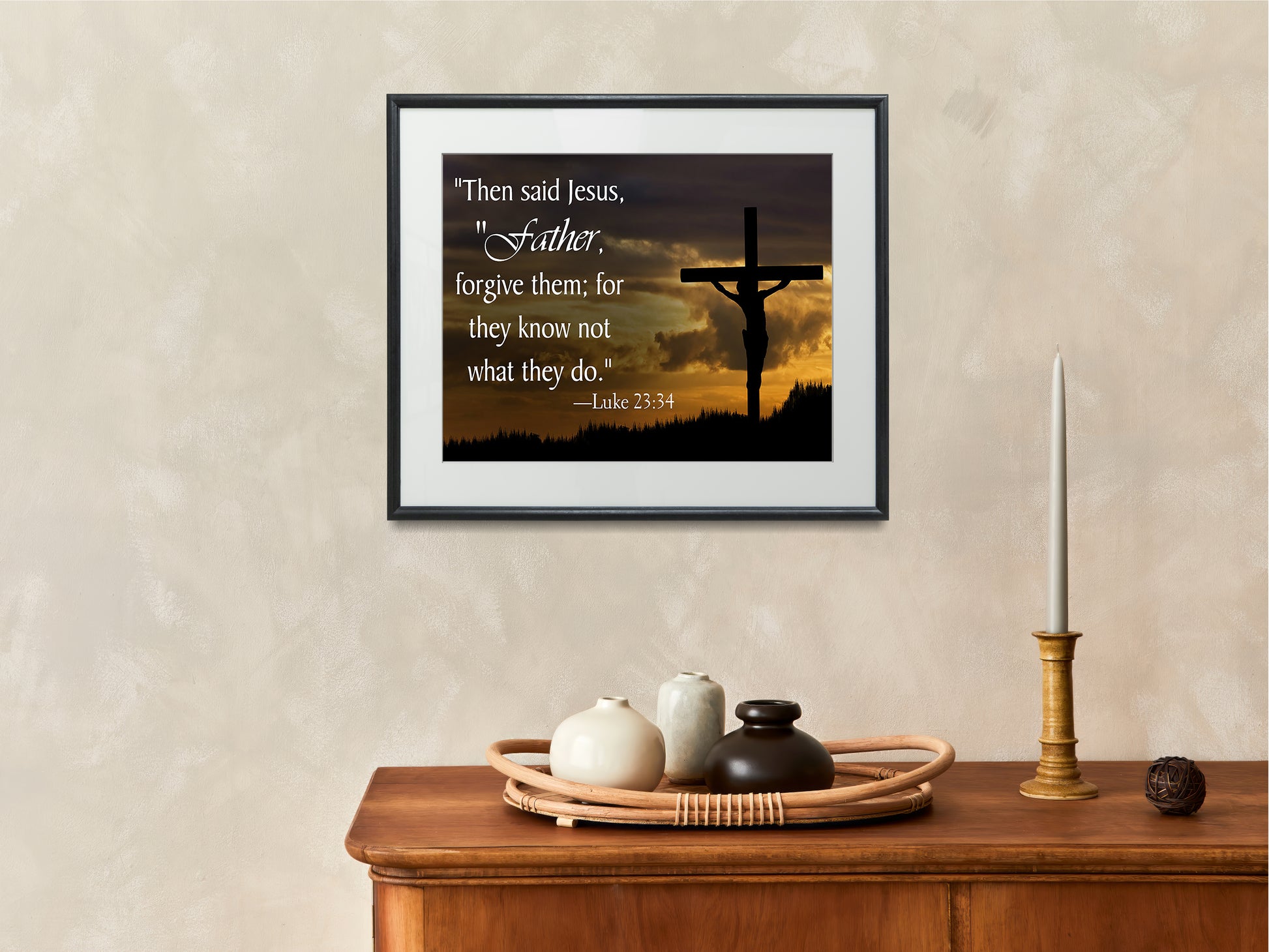 16x20 Framed Luke 23:34 Quote - Forgive Them - vintageframedprints.com