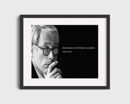 16x20 Framed Dieter Rams Quote - Good Design Is A Little Design As Possible - vintageframedprints.com