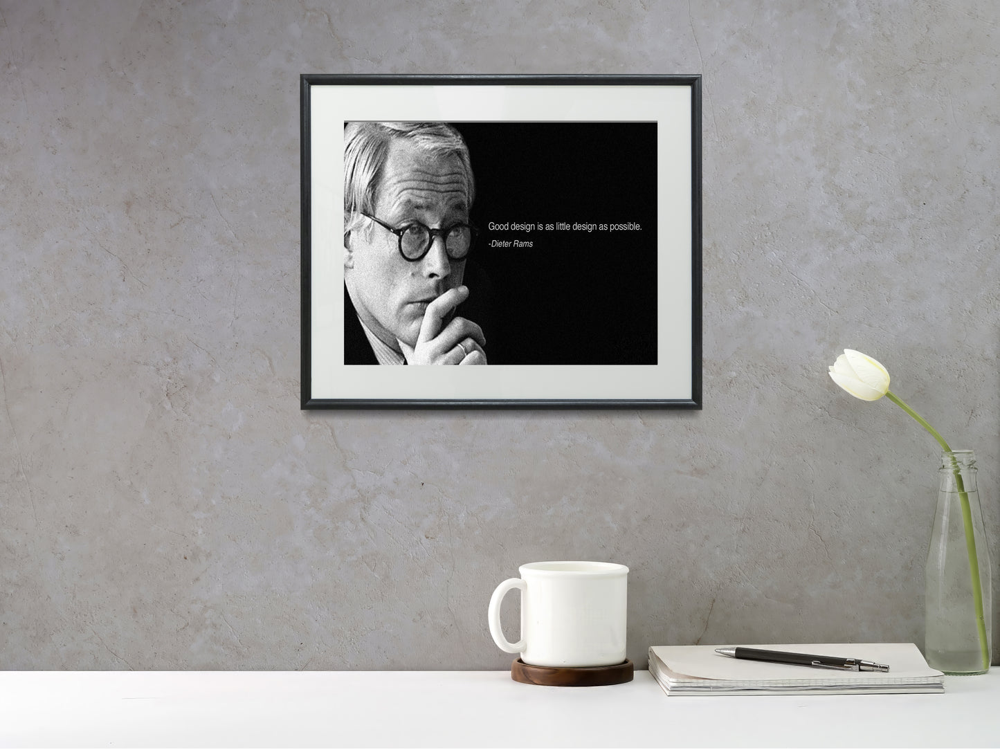 16x20 Framed Dieter Rams Quote - Good Design Is A Little Design As Possible - vintageframedprints.com