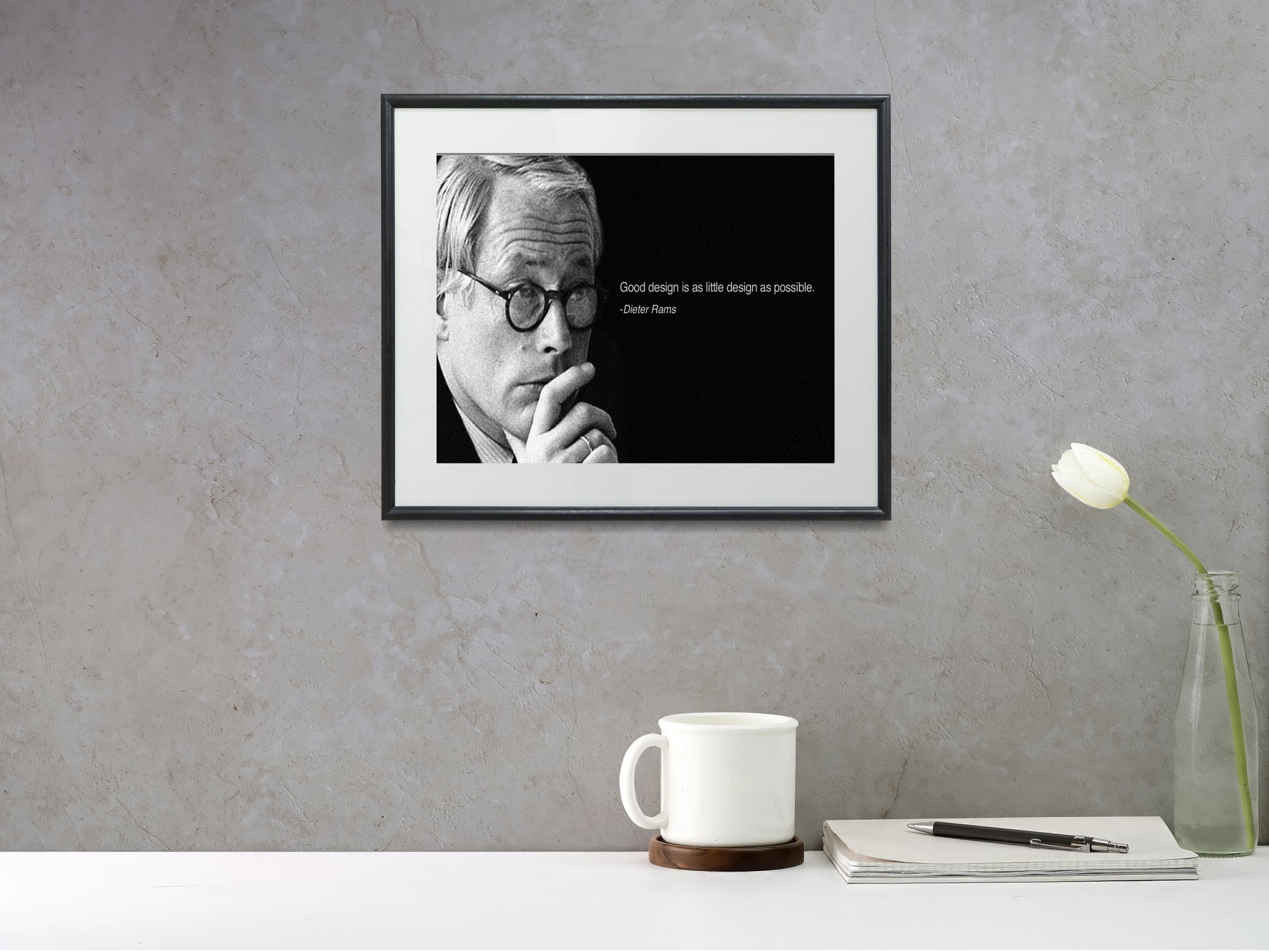 16x20 Framed Dieter Rams Quote - Good Design Is A Little Design As Possible - vintageframedprints.com