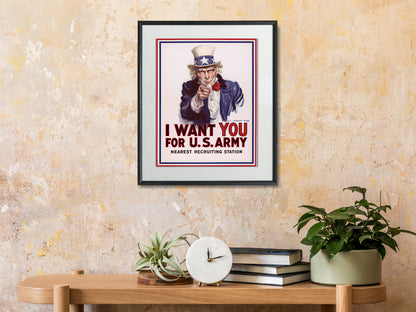 War Time Poster Print:  I Want YOU for the US Army - vintageframedprints.com