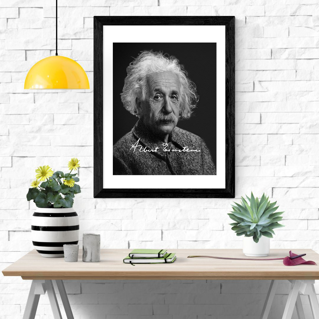 History Poster Print: Albert Einstein Autograph Promo Print - Engineering Pioneer - vintageframedprints.com