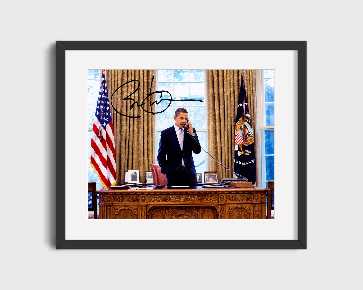 16x20 Framed Barak Obama Autograph Promo Print - Oval Office - vintageframedprints.com