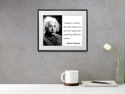 16x20 Framed Albert Einstein Quote on Insanity - vintageframedprints.com