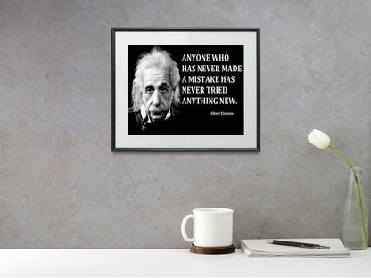 16x20 Framed Albert Einstein Quote - Anyone Who Has Never Made A Mistake - vintageframedprints.com