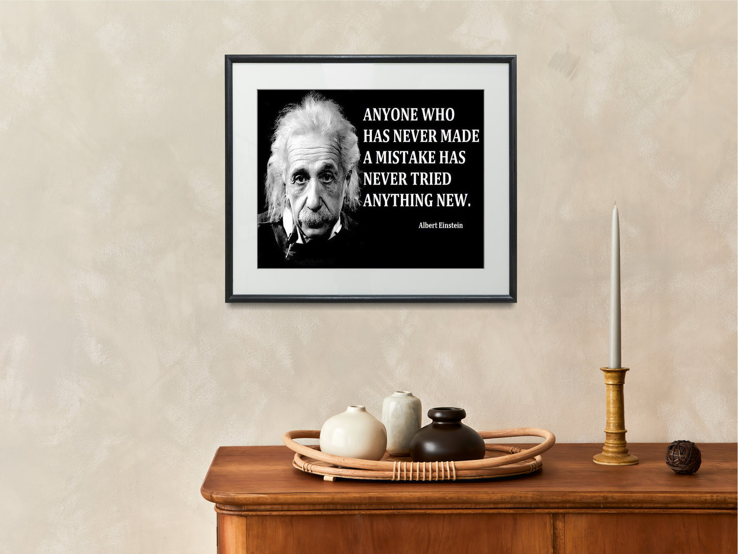 16x20 Framed Albert Einstein Quote - Anyone Who Has Never Made A Mistake - vintageframedprints.com