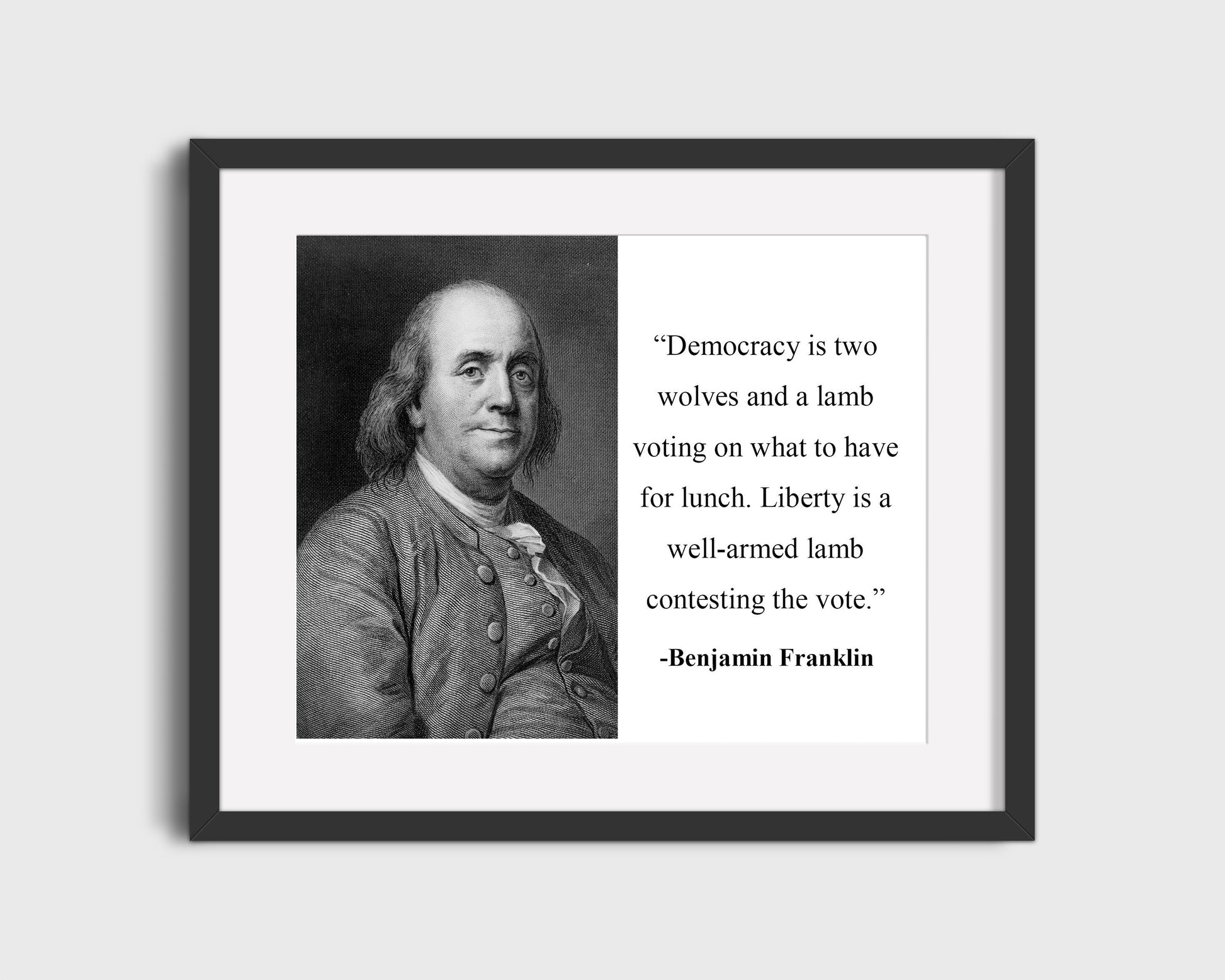 16x20 Framed Ben Franklin Quote - Democracy - vintageframedprints.com