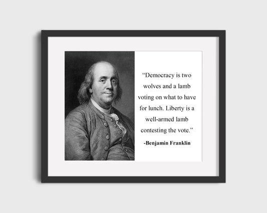 16x20 Framed Ben Franklin Quote - Democracy - vintageframedprints.com