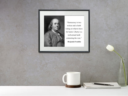 16x20 Framed Ben Franklin Quote - Democracy - vintageframedprints.com