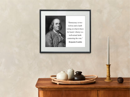 16x20 Framed Ben Franklin Quote - Democracy - vintageframedprints.com