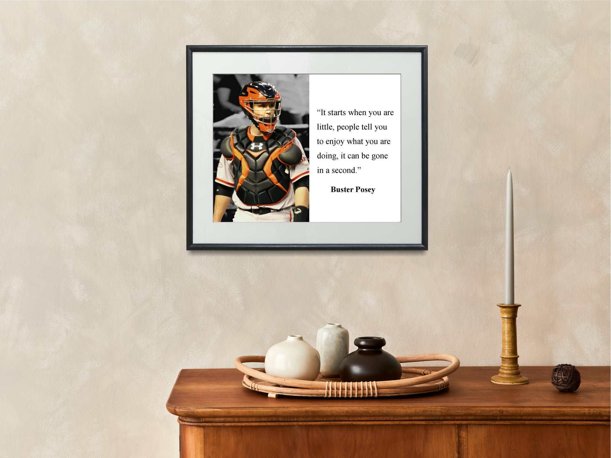 16x20 Framed Buster Posey Quote - Enjoy What You Are Doing - vintageframedprints.com