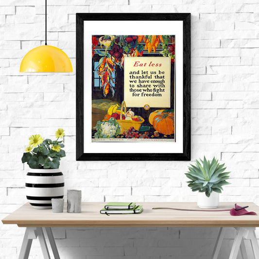 Health & Safety Print:  Eat Less - vintageframedprints.com