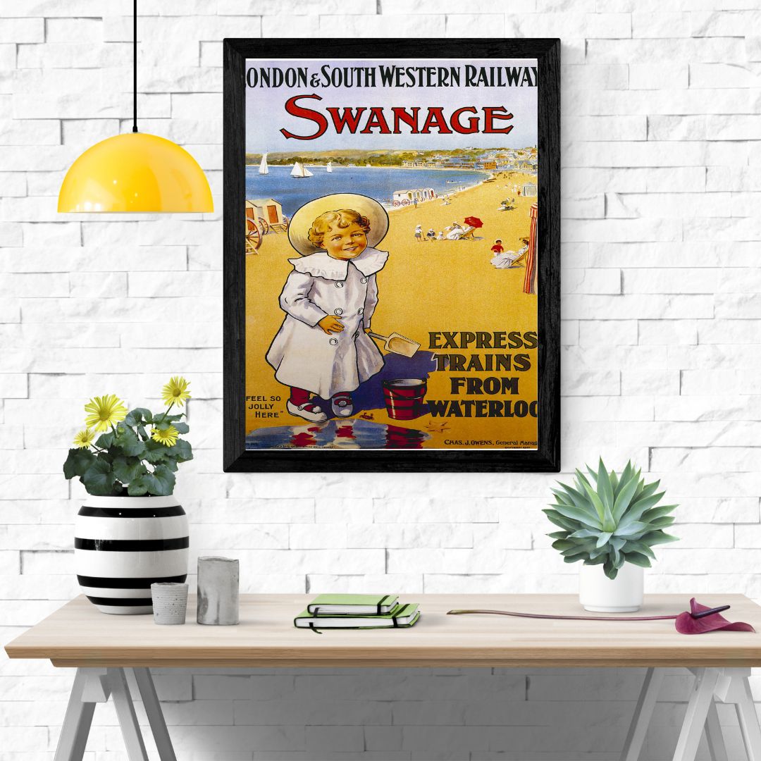 Travel Poster Print: Swanage - Express Trains from Waterloo - vintageframedprints.com