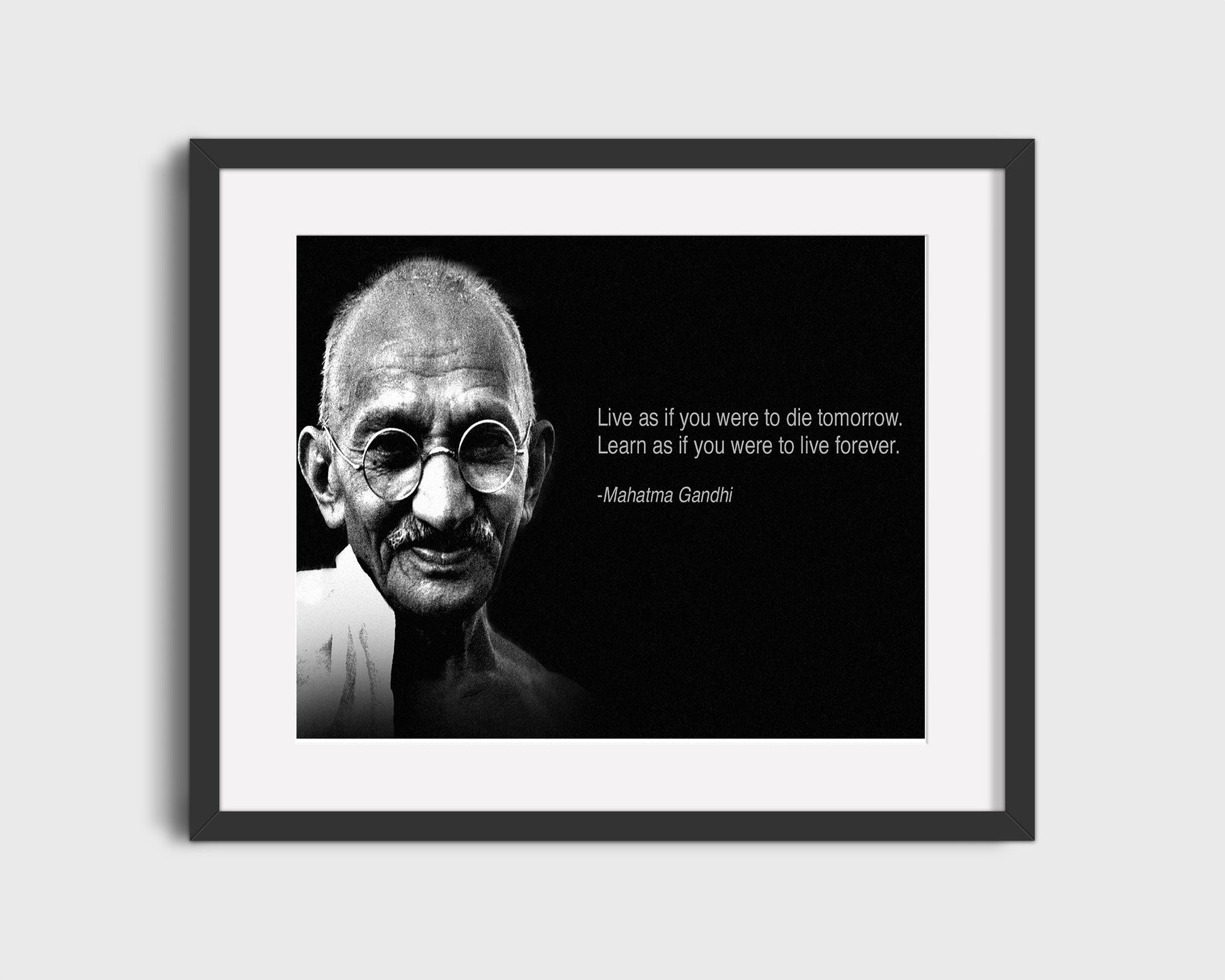 16x20 Framed Gandhi Quote - Live and Learn - vintageframedprints.com