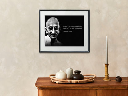 16x20 Framed Gandhi Quote - Live and Learn - vintageframedprints.com