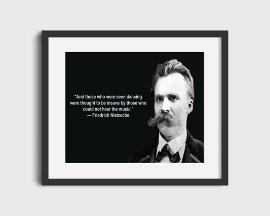 16x20 Framed Nietzsche Quote - Can You Hear The Music? - vintageframedprints.com