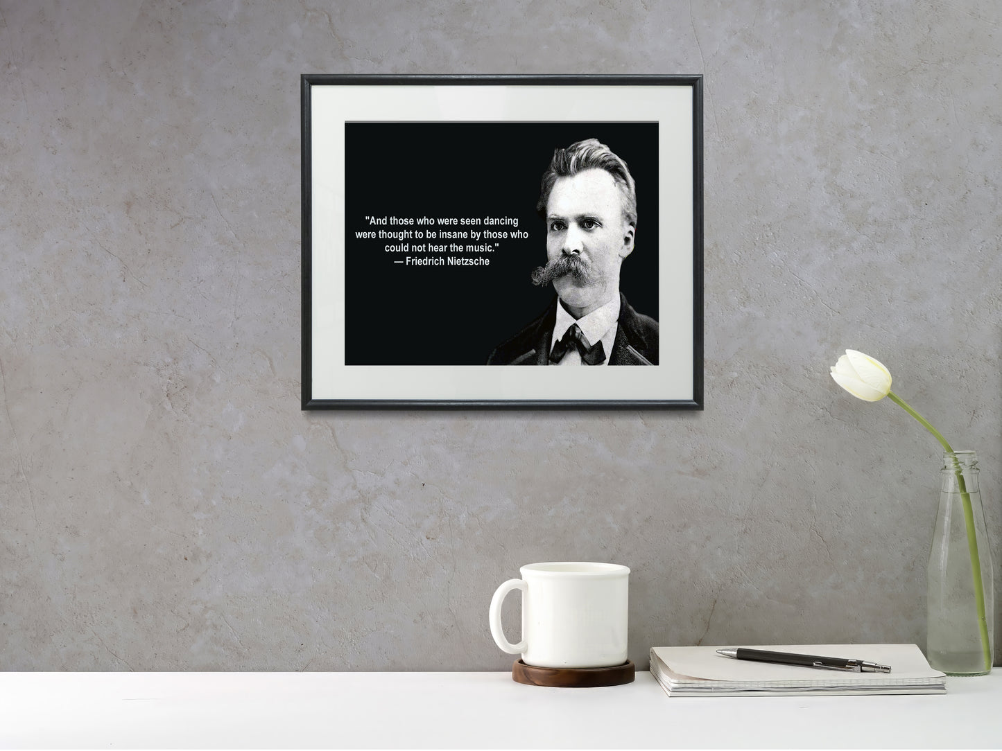 16x20 Framed Nietzsche Quote - Can You Hear The Music? - vintageframedprints.com