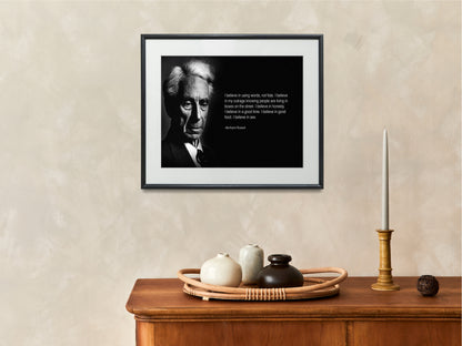 16x20 Framed Bertrand Russell Quote - Basic Beliefs - vintageframedprints.com