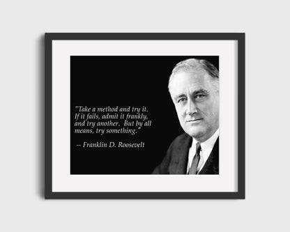 16x20 Framed Franklin Roosevelt Quote - Try Something - vintageframedprints.com