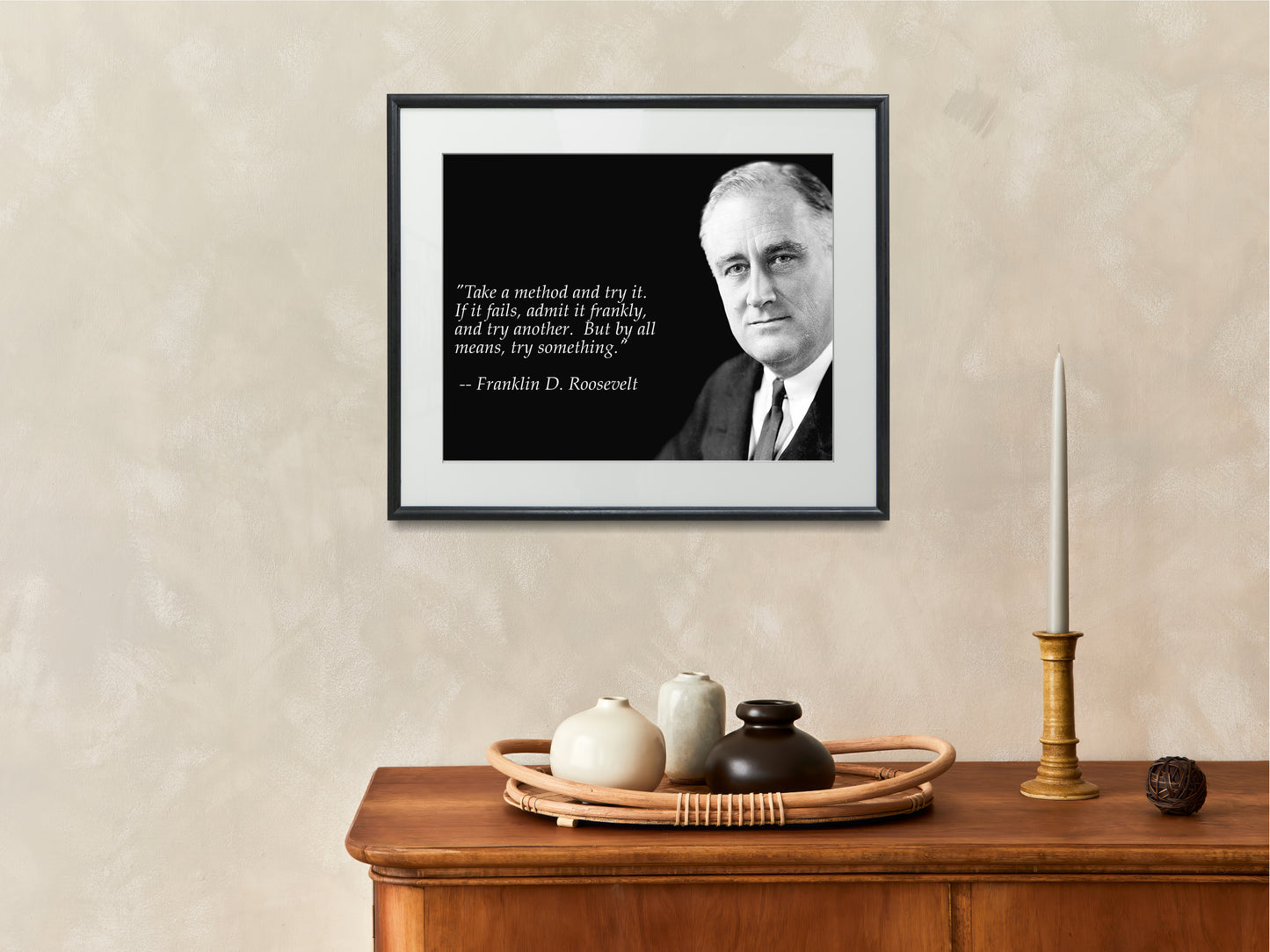 16x20 Framed Franklin Roosevelt Quote - Try Something - vintageframedprints.com