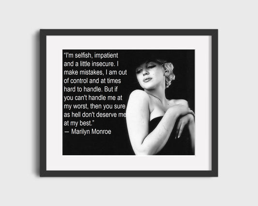 16x20 Framed Marilyn Monroe Quote - Do You Deserve My Best - vintageframedprints.com