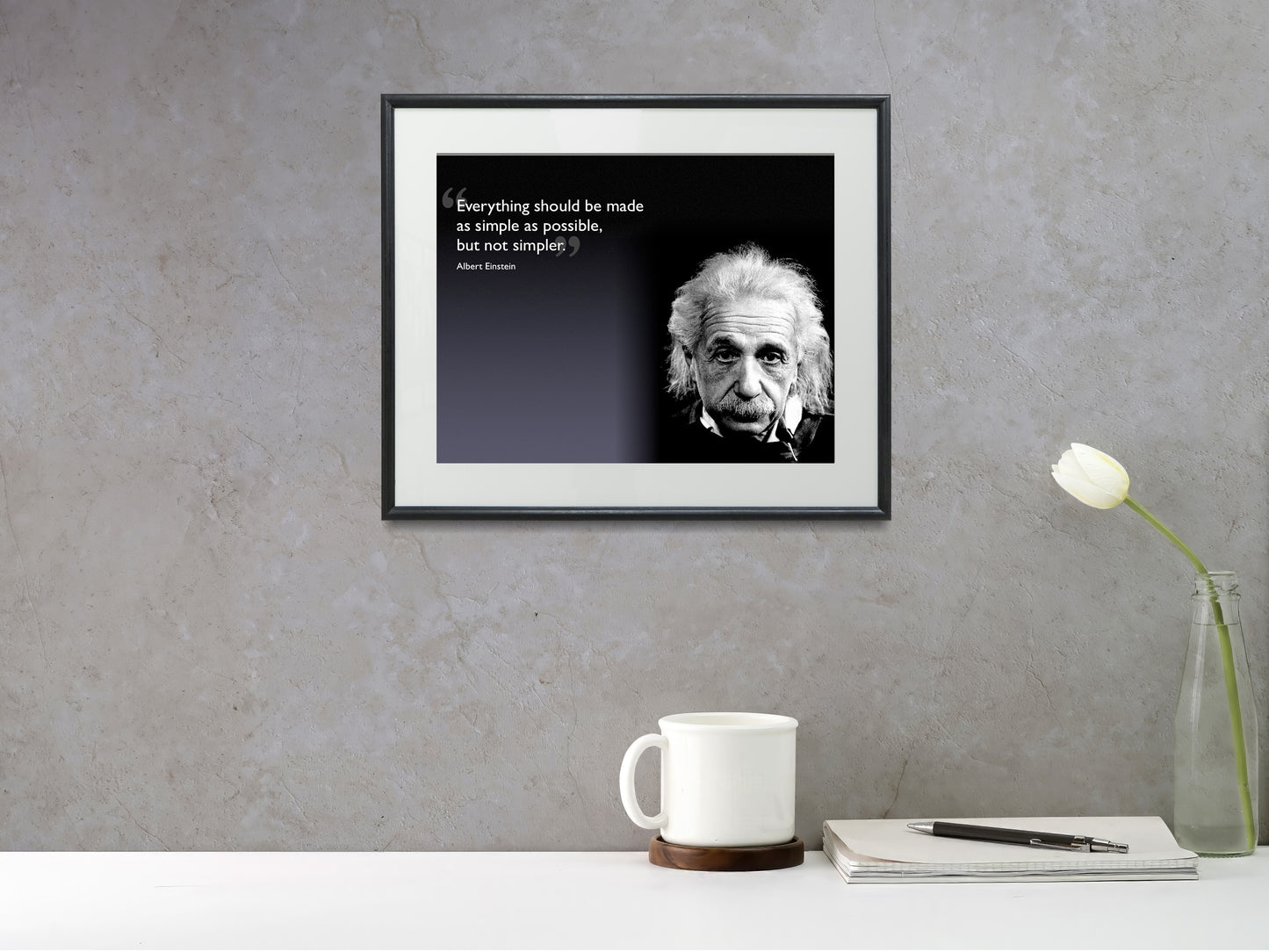 16x20 Framed Albert Einstein Quote - Simple Design - vintageframedprints.com