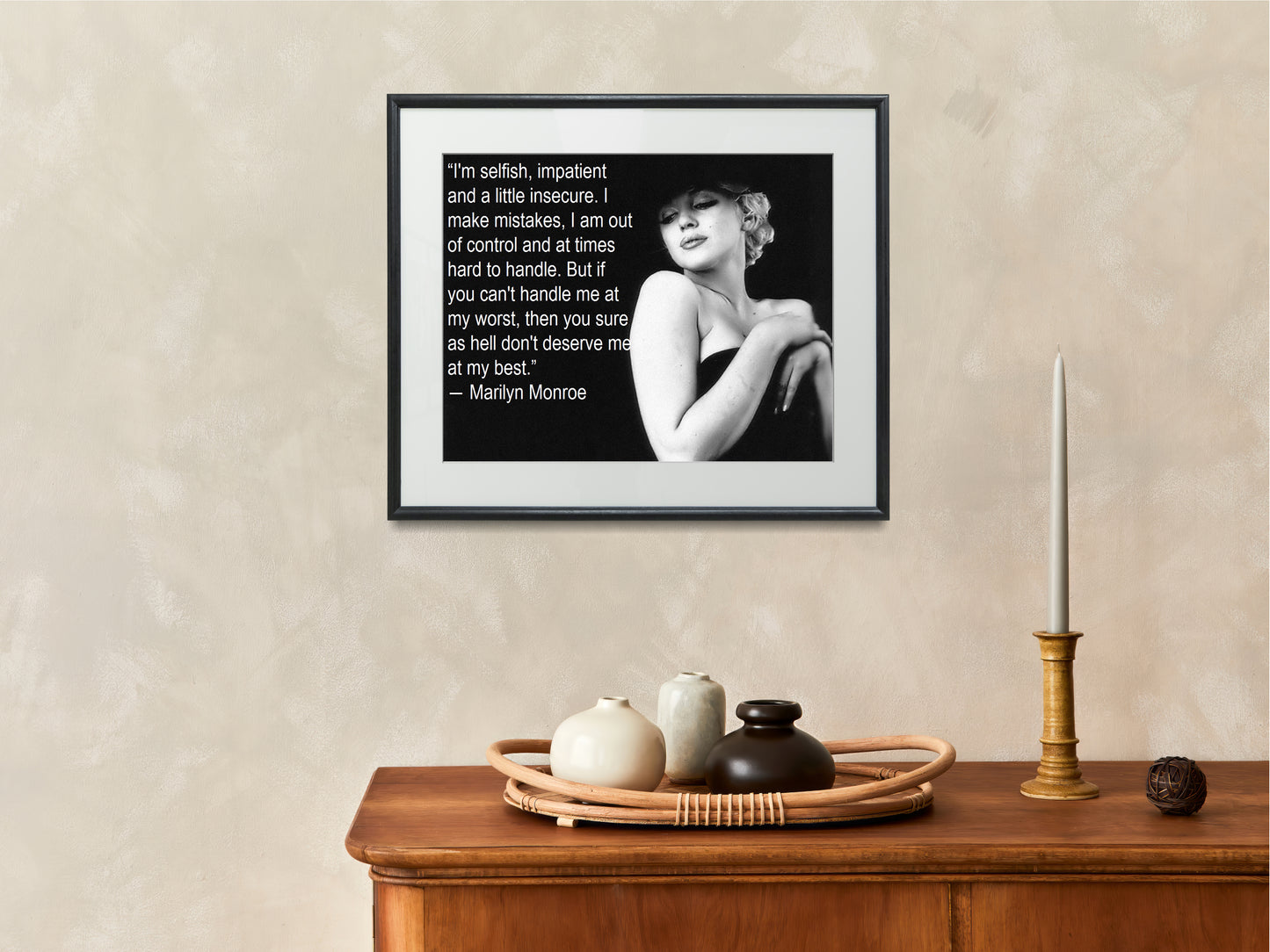 16x20 Framed Marilyn Monroe Quote - Do You Deserve My Best - vintageframedprints.com