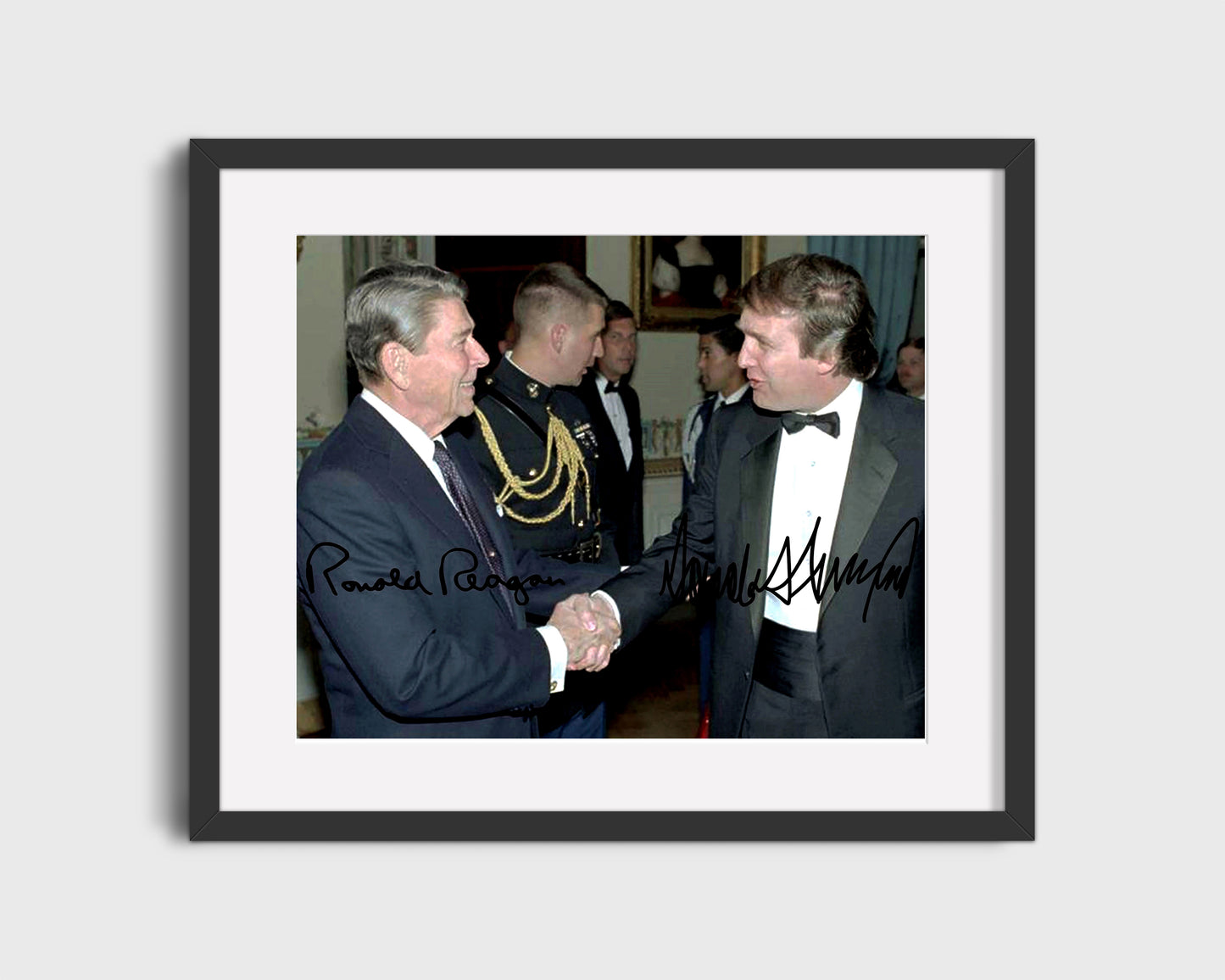 16x20 Framed Ronald Reagan and Donald Trump Autograph Promo Print - vintageframedprints.com