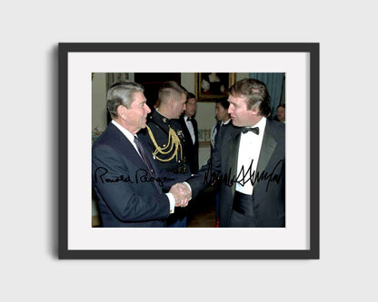 16x20 Framed Ronald Reagan and Donald Trump Autograph Promo Print - vintageframedprints.com