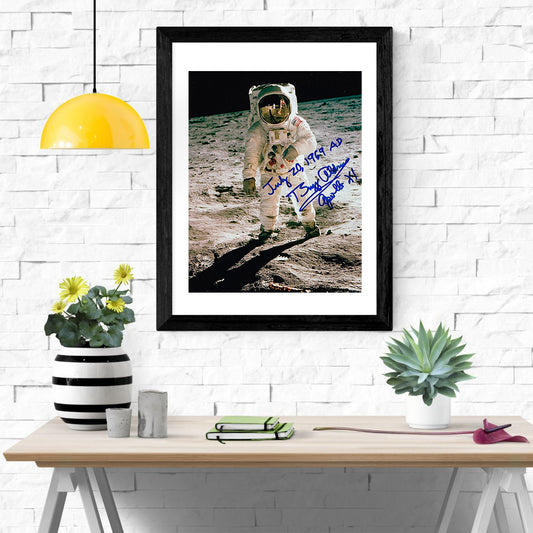 History Poster Print: Buzz Aldrin Autograph Promo Print - Man on the Moon Sunday, July 20, 1969 - vintageframedprints.com