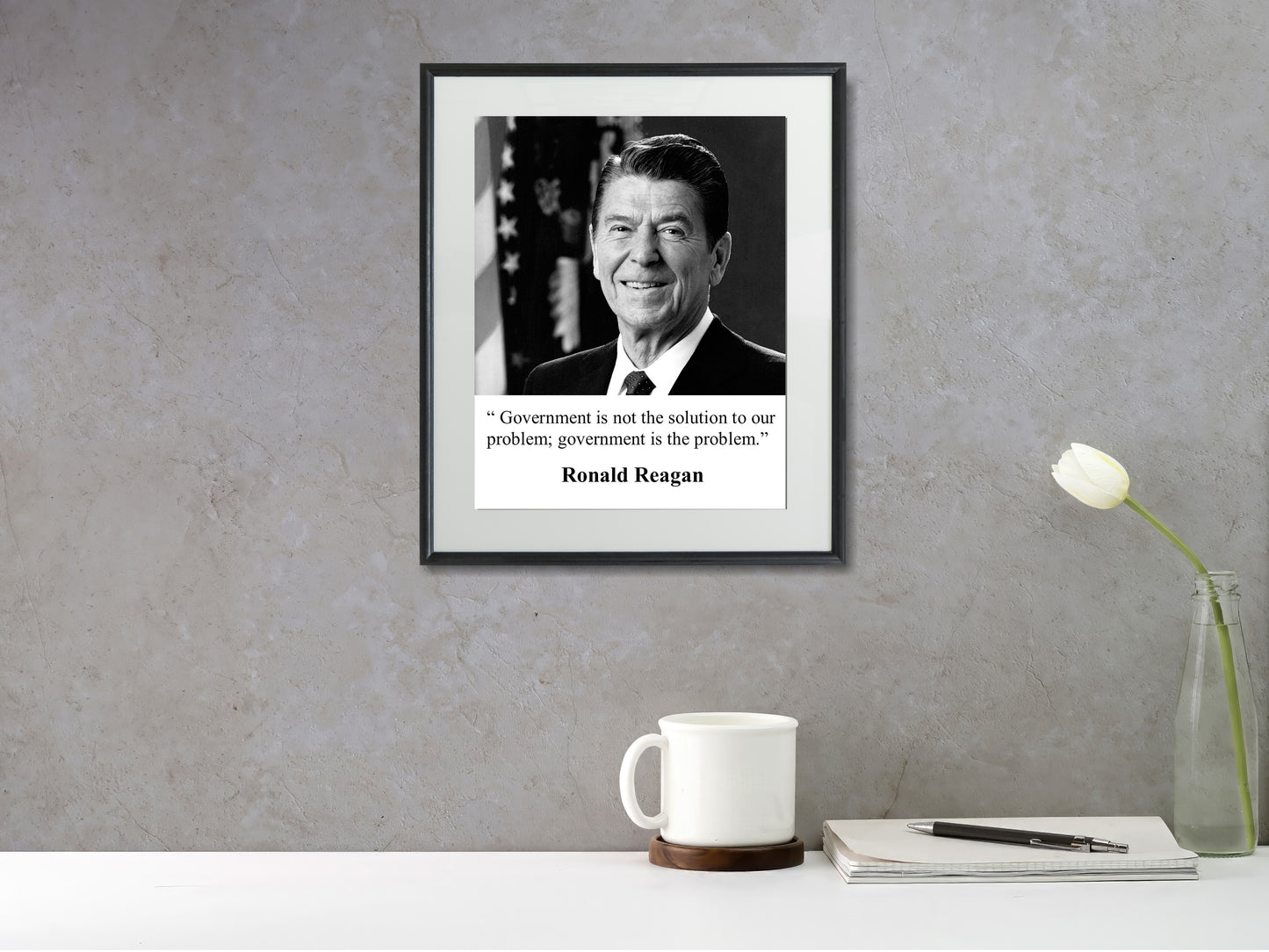 16x20 Framed Ronald Reagan Quote - Government Is The Problem - vintageframedprints.com