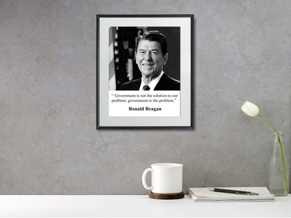 16x20 Framed Ronald Reagan Quote - Government Is The Problem - vintageframedprints.com