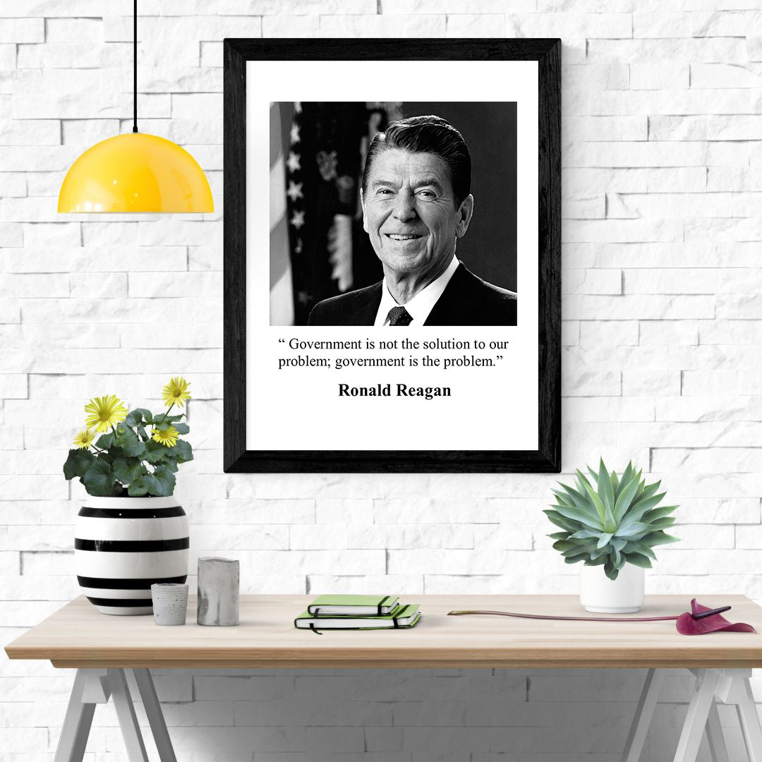 Ronald Reagan Quote Poster - Government Is The Problem - vintageframedprints.com