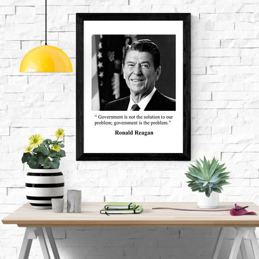 Ronald Reagan Quote Poster - Government Is The Problem - vintageframedprints.com