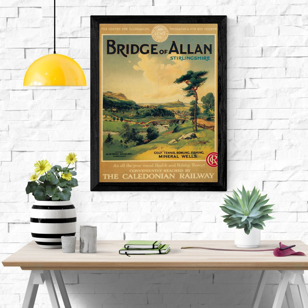 Travel Poster Print: Bridge of Allan - Stirlingshire - Caledonian Railway - vintageframedprints.com