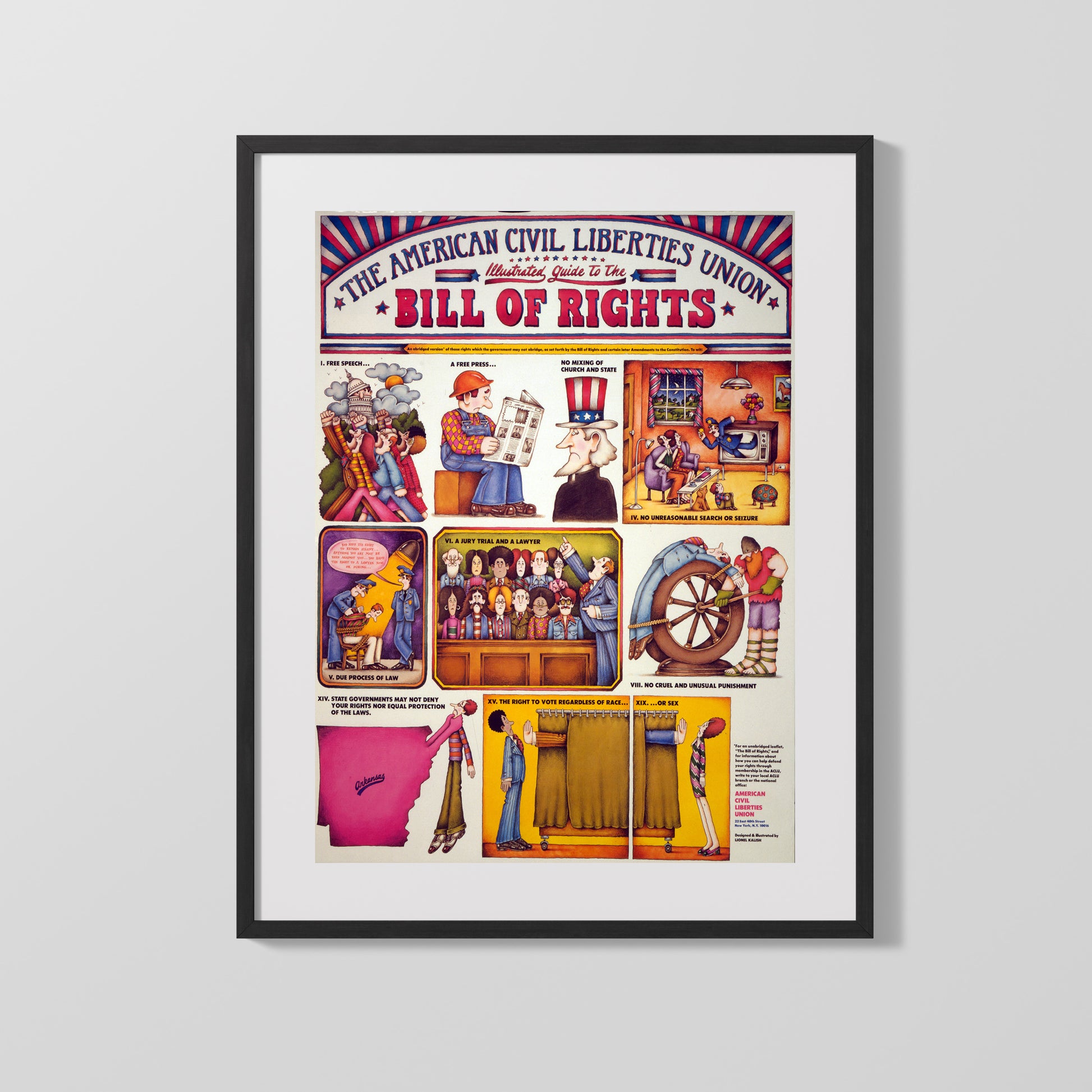 Counterculture Print: "ACLU Guide to the Bill of Rights" Poster - vintageframedprints.com